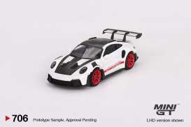 Porsche  - 911 (992) GTS RS *Weissach* 2024 white/red/black - 1:64 - Mini GT - 00706-L - MGT00706lhd | The Diecast Company