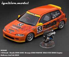 Honda  - Civic orange - 1:18 - Ignition - IG3048 - IG3048 | The Diecast Company