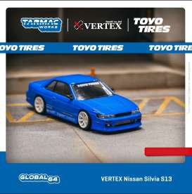 Nissan  - Silvia S13 blue - 1:64 - Tarmac - T64G-025-BL - TC-T64G-025-BL-MJ | The Diecast Company