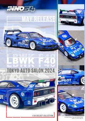 Ferrari  - F40 blue - 1:64 - Inno Models - in64-LBWKF40-TAS24 - in64-LBWKF40-TAS24 | The Diecast Company