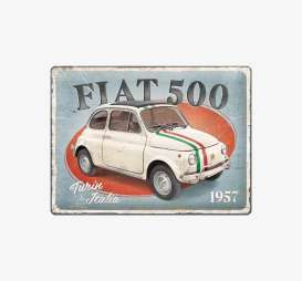 Tac Signs 3D Fiat - Fiat 500 red/blue/white - Tac Signs - NA23351 - tac3D23351 | The Diecast Company