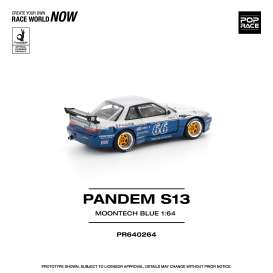 Nissan  - Silvia S13 blue/silver - 1:64 - Pop Race Limited - PR640264 - PR640264 | The Diecast Company