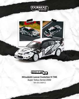 Mitsubishi  - Lancer Evo VI 2000 black/white - 1:64 - Tarmac - T64-021-00ST11 - TC-T64-021-00ST11 | The Diecast Company