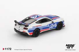 Ford  - Mustang 2025 white/red/blue - 1:64 - Mini GT - 01172L - MGT01172Lhd | The Diecast Company