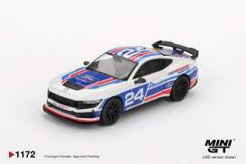 Ford  - Mustang 2025 white/red/blue - 1:64 - Mini GT - 01172BL - MGT01172BL | The Diecast Company