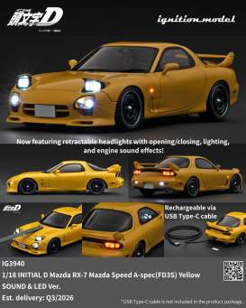 Mazda  - RX-7 yellow - 1:18 - Ignition - IG3940 - IG3940 | The Diecast Company