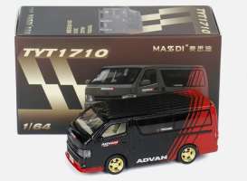 Toyota  - Hiace 2010 black/red - 1:64 - Massdi - TYT1710 - MAS-TYT1710 | The Diecast Company