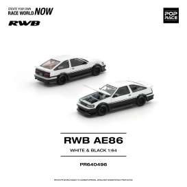 Toyota  - AE86 white/black - 1:64 - Pop Race Limited - PR640496 - PR640496 | The Diecast Company