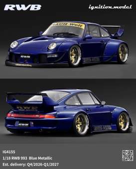 Porsche  - RWB 993 blue - 1:18 - Ignition - IG4155 - IG4155 | The Diecast Company