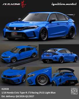 Honda  - Civic  light blue - 1:18 - Ignition - IG3938 - IG3938 | The Diecast Company