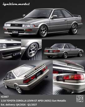 Toyota  - Corolla Levin gun metallic - 1:18 - Ignition - IG3867 - IG3867 | The Diecast Company