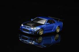 Nissan  - Skyline GT-R (R34) blue - 1:64 - Motorhelix - M63476 - MH63476 | The Diecast Company