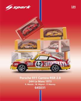 Porsche  - 911 Carrera RSR 2.8 1973 red/yellow - 1:64 - Spark - 64S031 - spa64S031 | The Diecast Company