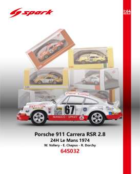 Porsche  - 911 Carrera RSR 2.8 1974 various - 1:64 - Spark - 64S032 - spa64S032 | The Diecast Company