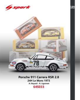 Porsche  - 911 Carrera RSR 2.8 1973 white - 1:64 - Spark - 64S033 - spa64S033 | The Diecast Company