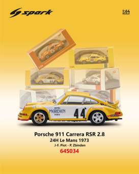 Porsche  - 911 Carrera RSR 2.8 1973 yellow - 1:64 - Spark - 64S034 - spa64S034 | The Diecast Company