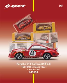 Porsche  - 911 Carrera RSR 2.8 1973 red - 1:64 - Spark - 64S054 - spa64S054 | The Diecast Company