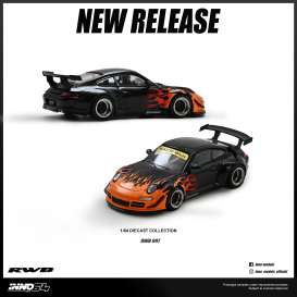 Porsche  - RWB 997 orange/black - 1:64 - Inno Models - IN64-RWB997-OBF - in64-RWB997-OBF | The Diecast Company