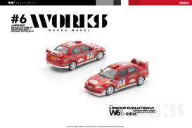 Mitsubishi  - Lncer Evo VI 2001 red/white - 1:64 - WORKS - W64-0006 - W64-0006 | The Diecast Company