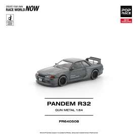 Nissan  - R32 gun metal - 1:64 - Pop Race Limited - PR640508 - PR640508 | The Diecast Company
