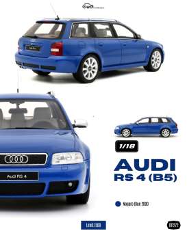 Audi  - RS 4 (B5) 2000 blue - 1:18 - OttOmobile Miniatures - OT1272 - OT1272 | The Diecast Company