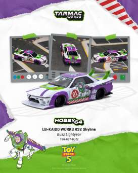 Nissan  - R32 Skyline white/purple/green - 1:64 - Tarmac - T64-097-BUZZ - TC-T64-097-BUZZ | The Diecast Company