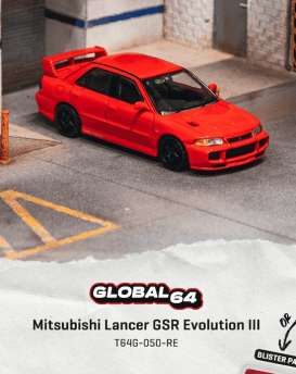 Mitsubishi  - Lancer GSR Evo III 1995 red - 1:64 - Tarmac - T64G-050-RE - TC-T64G-050-RE | The Diecast Company