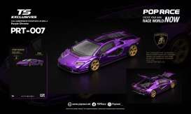 Lamborghini  - Countach purple chrome - 1:64 - Pop Race Limited - PRT007 - PRT007 | The Diecast Company
