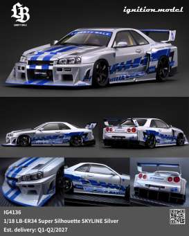 Nissan  - ER34 Skyline silver - 1:18 - Ignition - IG4136 - IG4136 | The Diecast Company