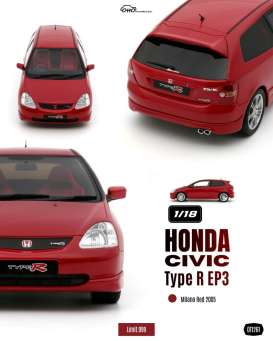Honda  - Civic Type R EP3 2005 red - 1:18 - OttOmobile Miniatures - OT1261 - OT1261 | The Diecast Company